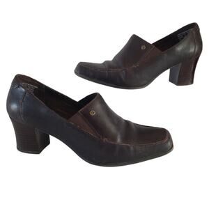 Thom McAn Thea Shoes Womens Size 8.5 Wide Brown Square Toe 30125 Leather Vintage